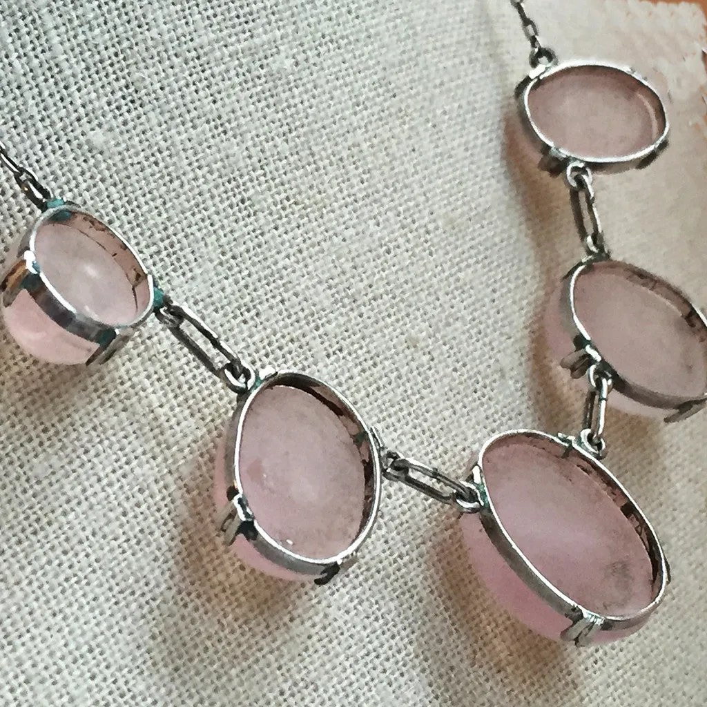 Ethereal Arts and Crafts Rose Quartz Necklace