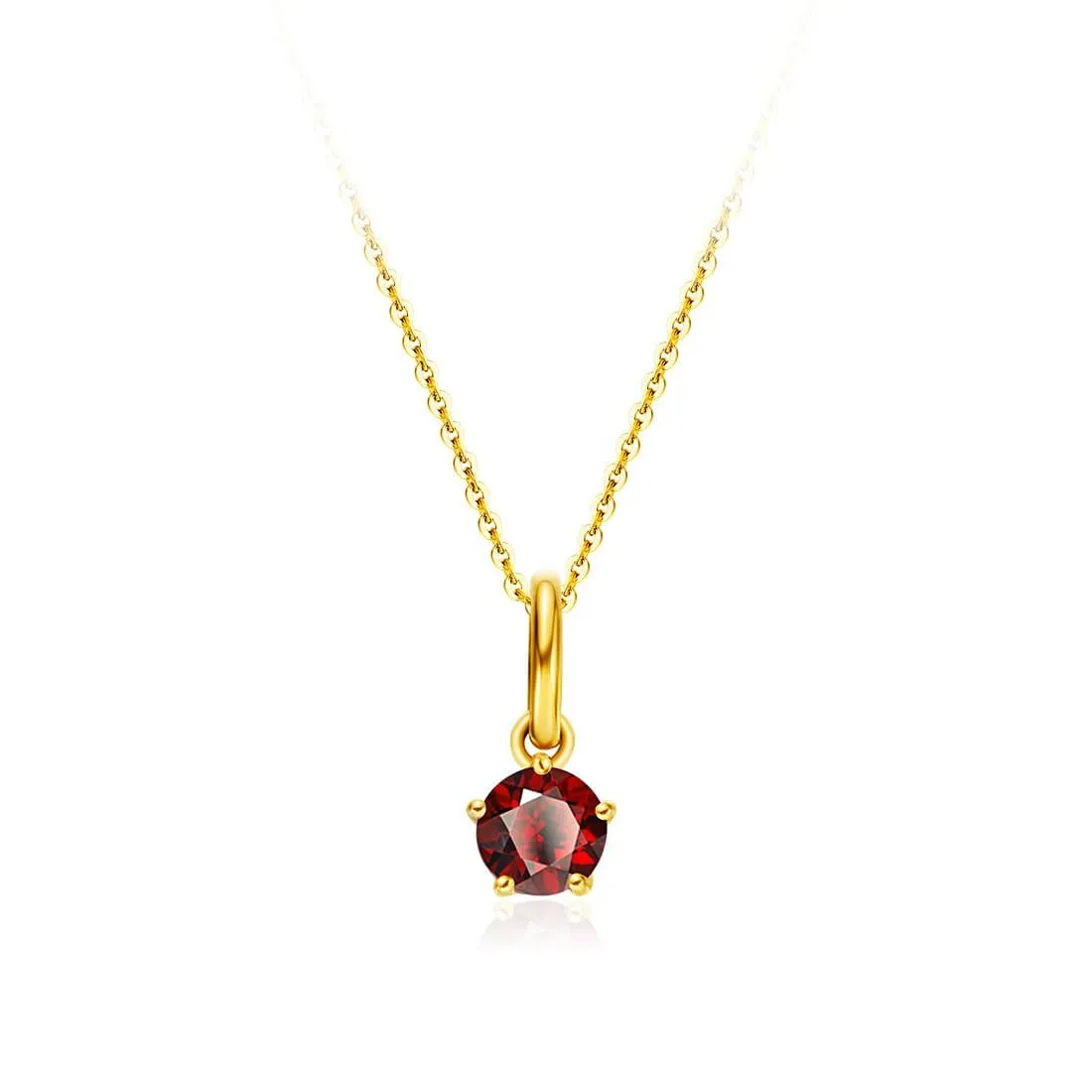 FANCIME Delicate January Birthstone Garnet 18K Yellow Gold Necklace