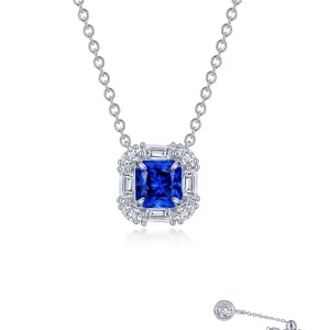 Fancy Lab-Grown Sapphire Halo Necklace