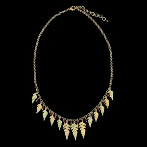 Fern Necklace - Multi Leaf with Garnets