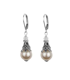 Filigree And Pearl Leverback Earrings