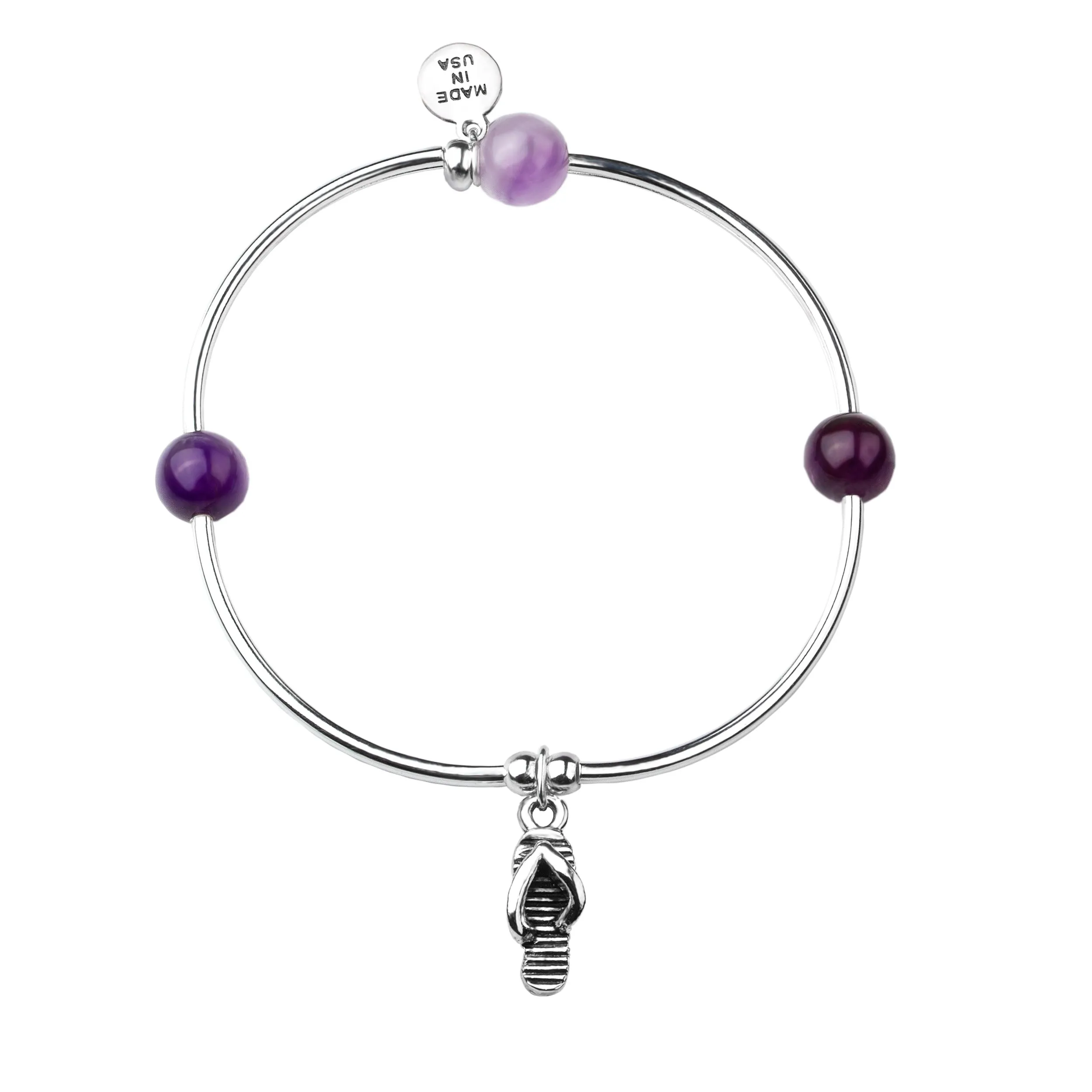 Flip Flop | Soft Bangle Charm Bracelet | Amethyst