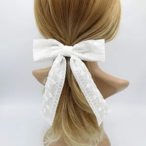 flower embroidered tail hair bow cute hair accessory for women