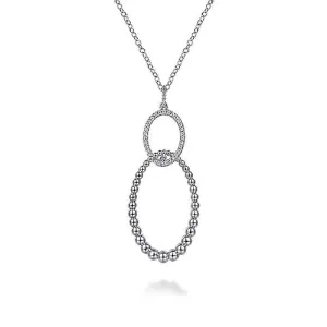 Gabriel & Co. Bujukan Twisted Oval Pendant Necklace with White Sapphires in Sterling Silver