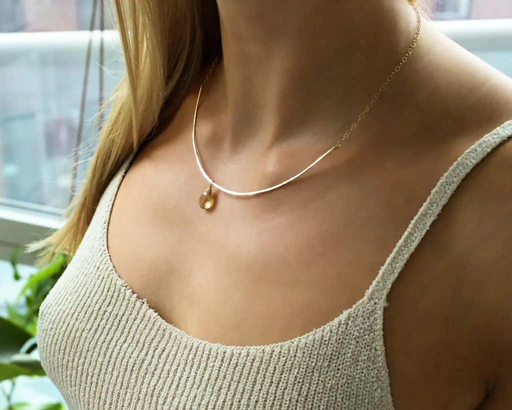 Gemstone Arc Necklace - Champagne Quartz