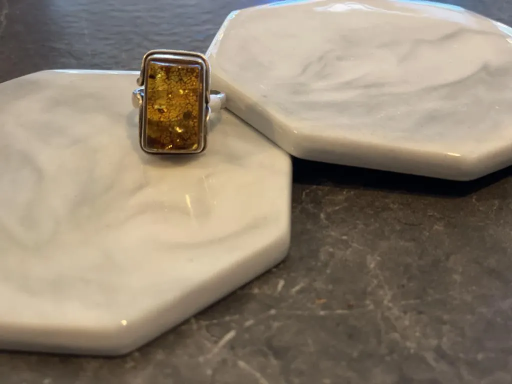 Genuine Colorado Stone Rock Amber Ring #10