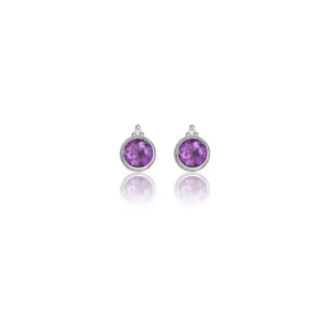 Georgini Natural Amethyst and Two Natural Diamond February Earrings - Silver