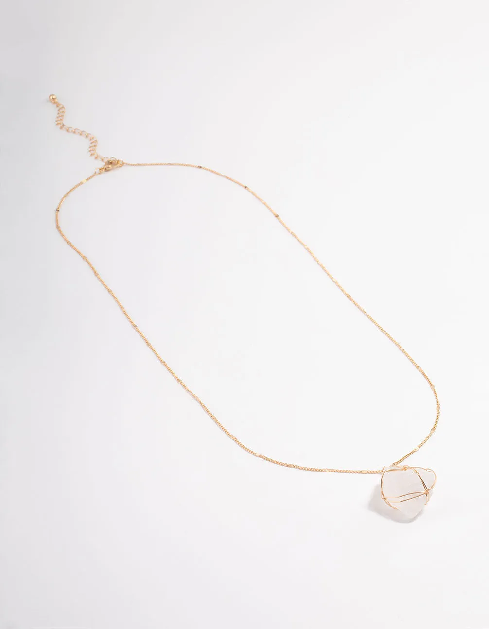 Gold Clear Quartz Statement Cage Necklace