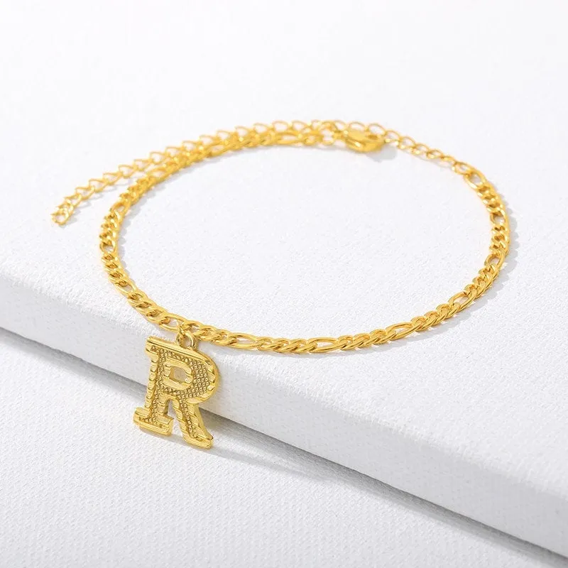 Gold Initial Anklet - Letter Anklet - Gold Anklet - Dainty Anklet - Chain Anklet - Gold Name Anklet - Gold Letter Anklet Ankle Bracelet Gift