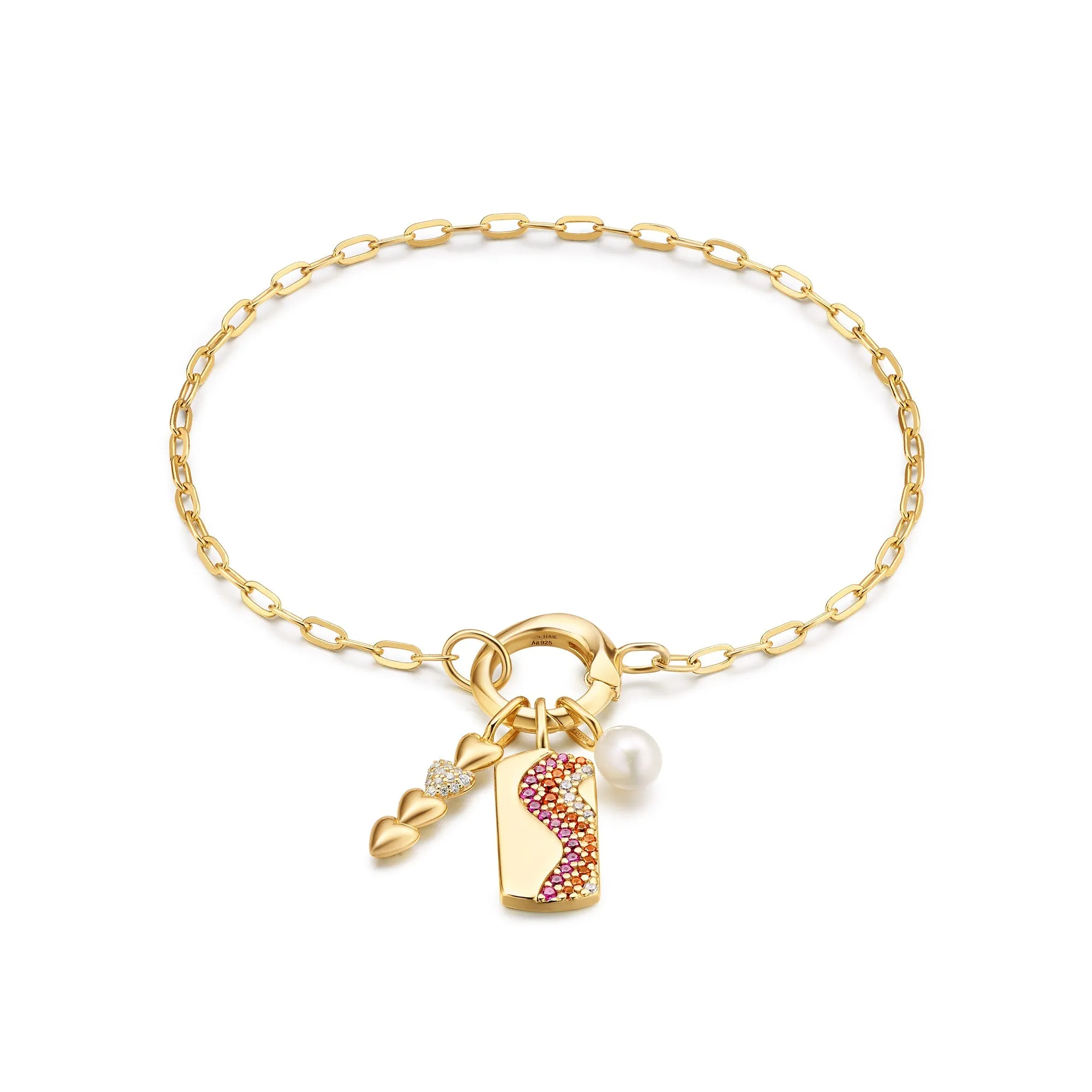 Gold Mini Link Charm Chain Connector Bracelet