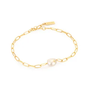 Gold Pearl Sparkle Chunky Chain Bracelet