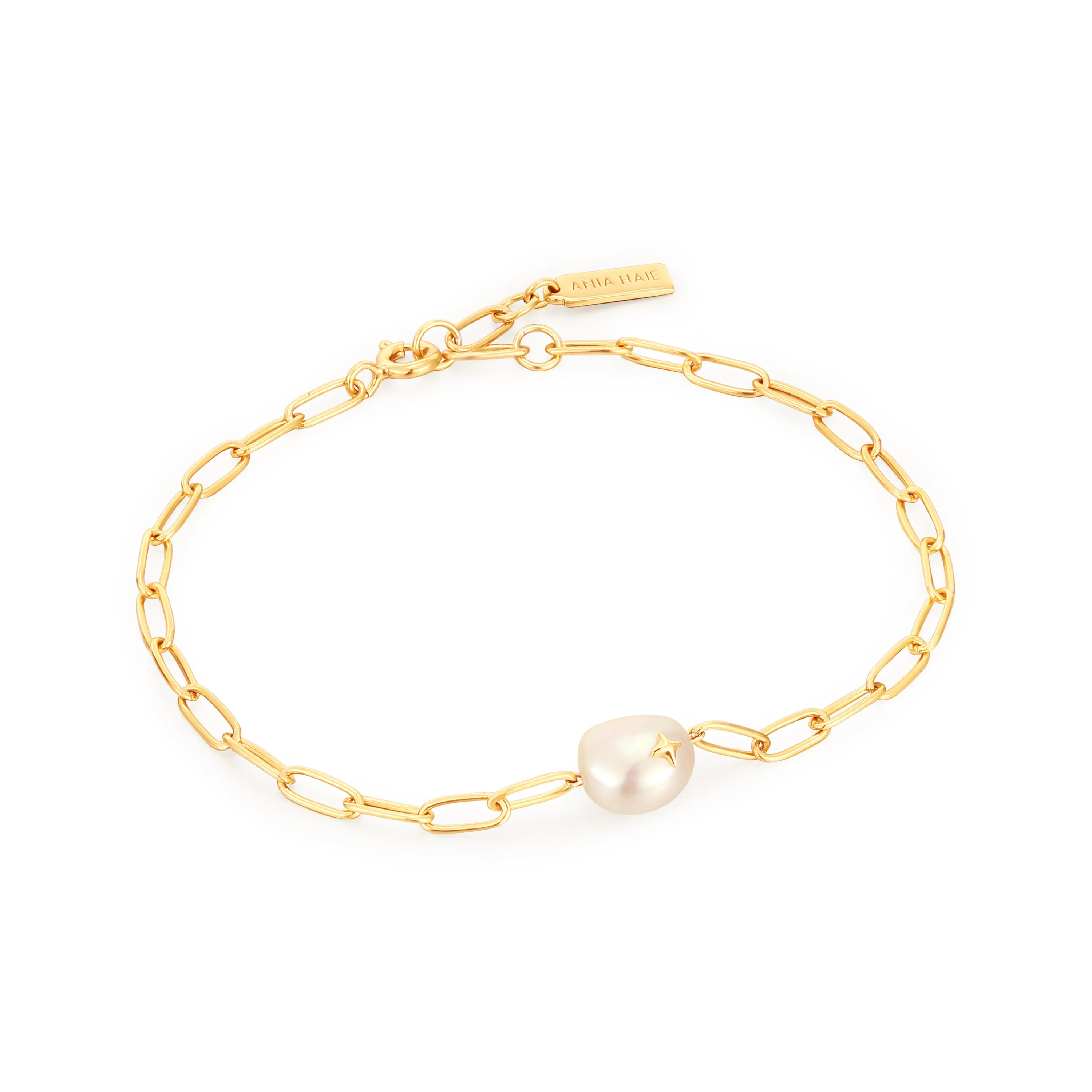 Gold Pearl Sparkle Chunky Chain Bracelet