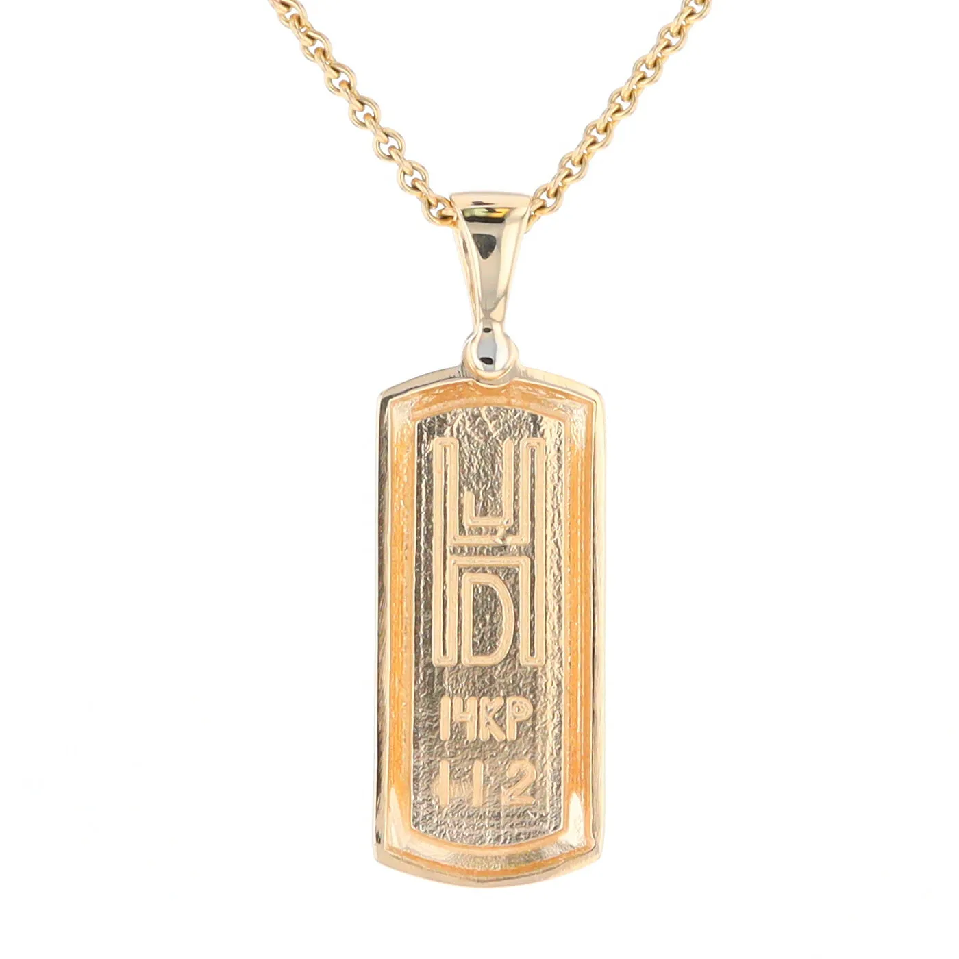 Gold Quartz Necklace Rectangle Inlaid Pendant with .02ct Diamond