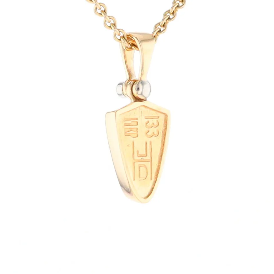 Gold Quartz Necklace Shield Shape Inlaid Pendant with .02ct Diamond