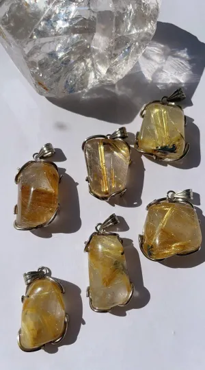 Gold Rutilated Quartz Pendant