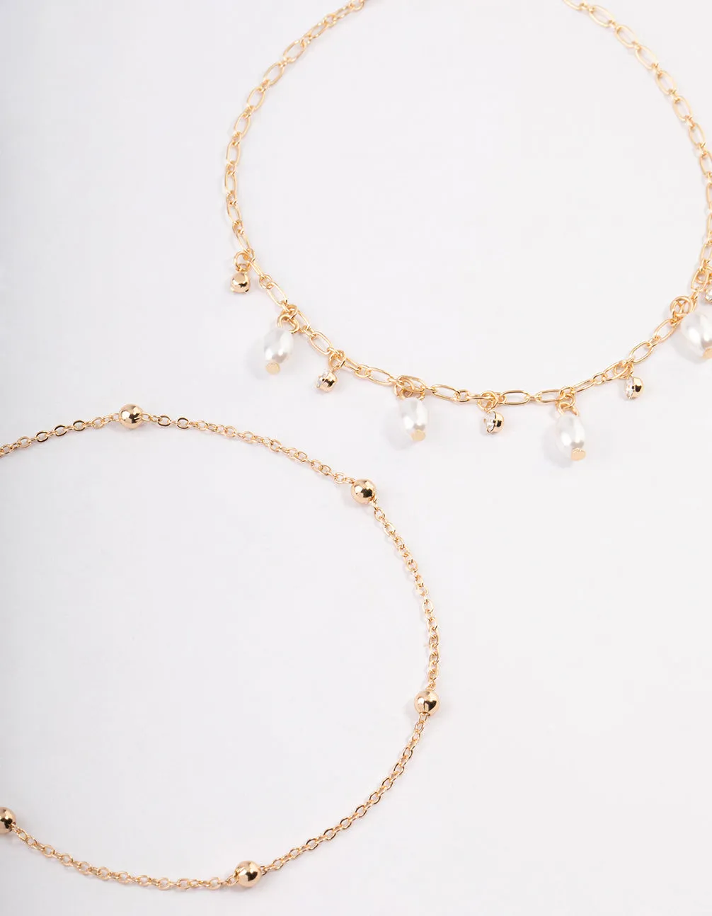 Gold Station Pearl & Diamante Anklet Pack