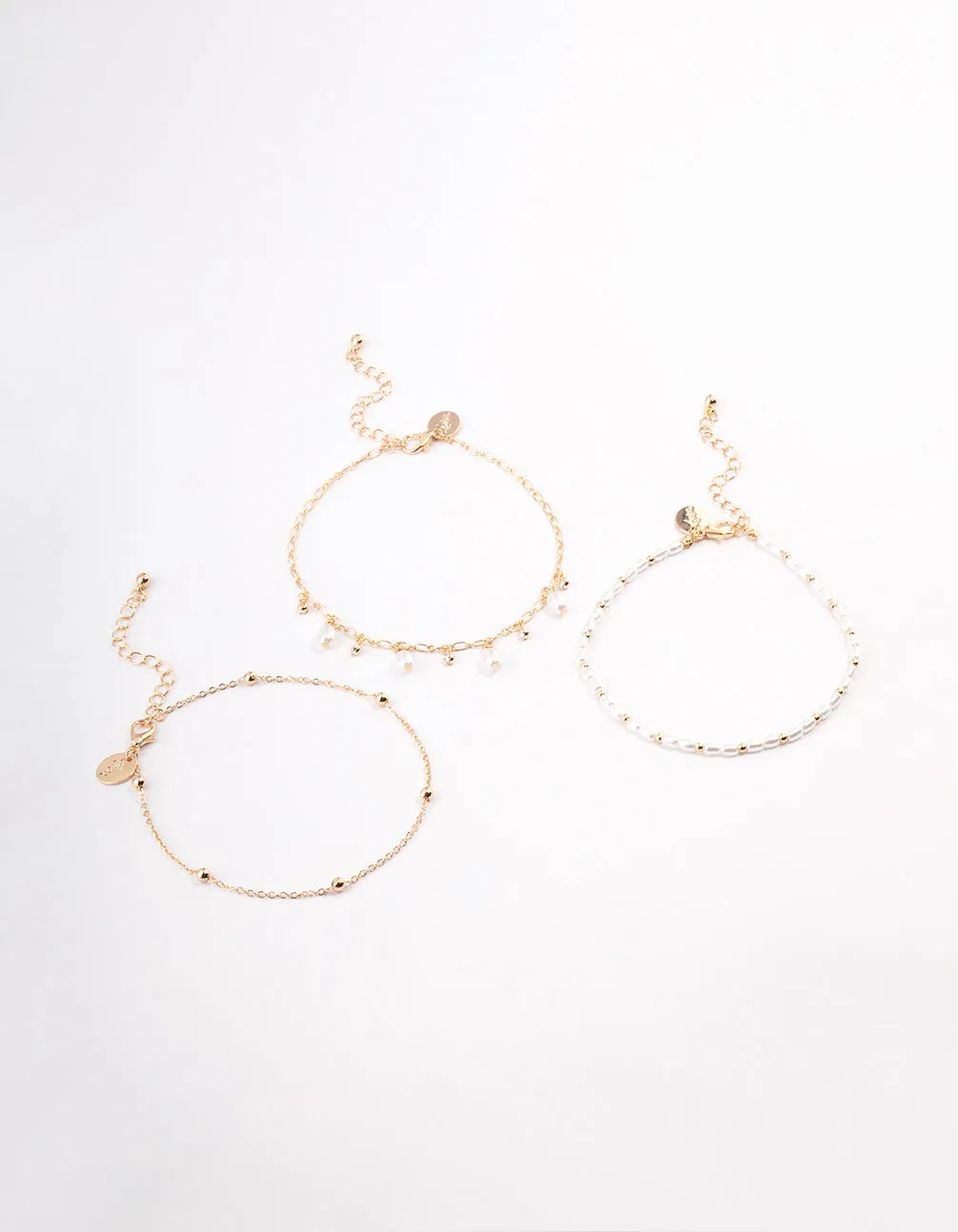 Gold Station Pearl & Diamante Anklet Pack