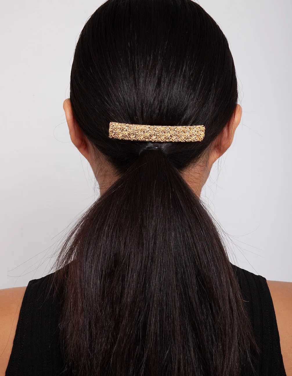 Gold Textured Long Barrette Hair Clip