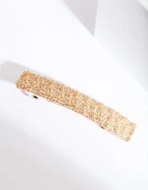 Gold Textured Long Barrette Hair Clip