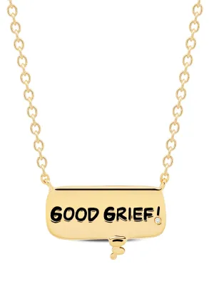 GOOD GRIEF! Thought Balloon  .925 Sterling Silver Necklace Finished Finished in 18kt Yellow Gold