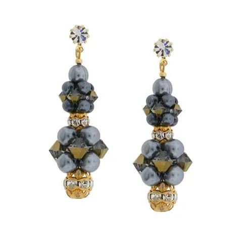 Gray & Gold Cluster Earrings