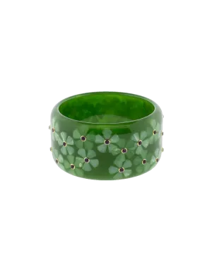 Green Flower Bakelite Bangle