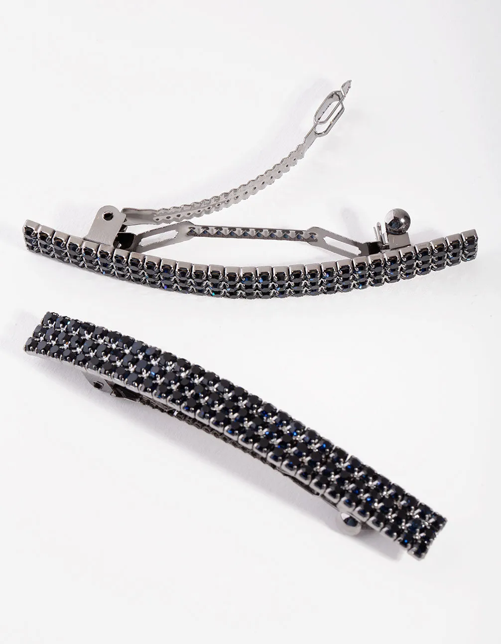 Gunmetal Diamante Barrette Pack