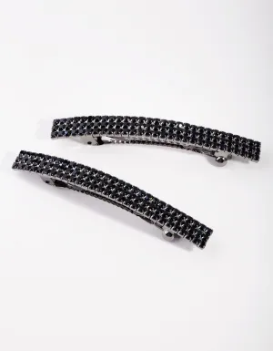 Gunmetal Diamante Barrette Pack