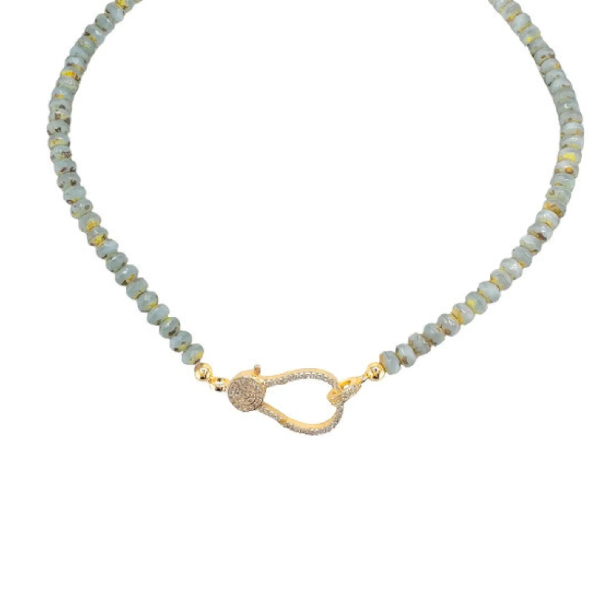 Harper Crystal Beaded Stretch Rondelle Clasp Necklace