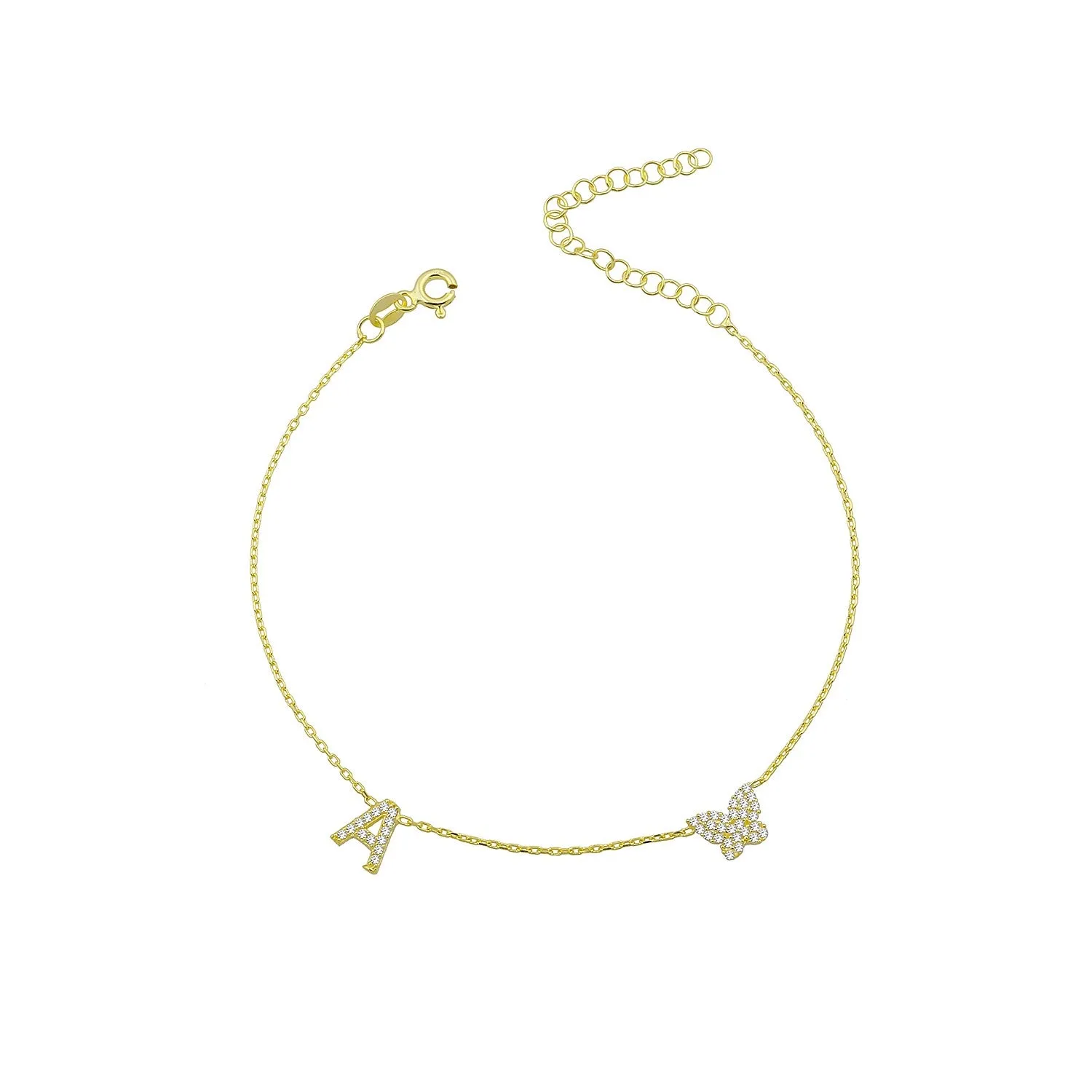 Initial Butterfly Anklet