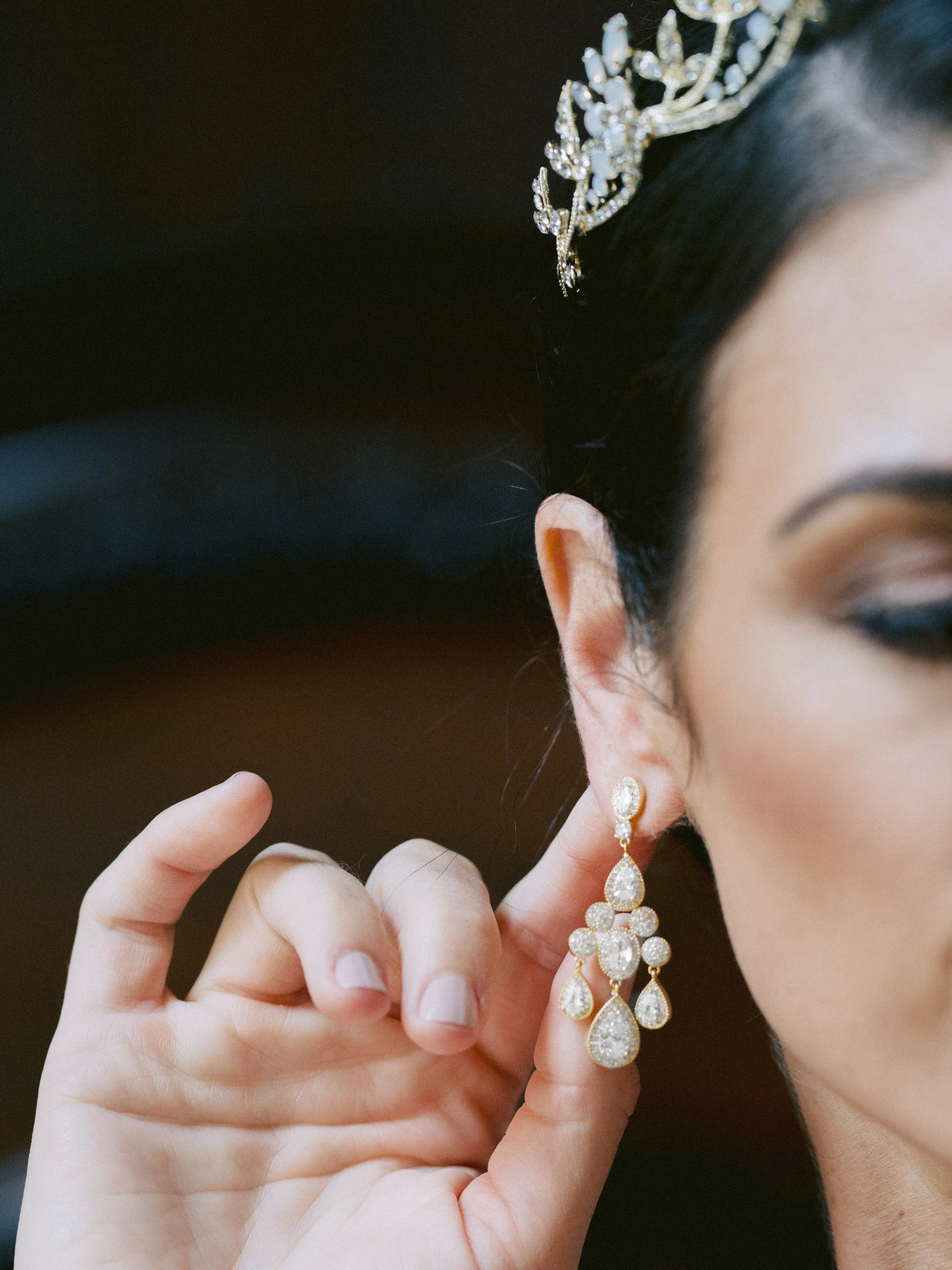 ISABELLA Rose Gold Bridal Chandelier Earrings