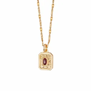 January Garnet Birthstone Necklace 18ct Gold Plate