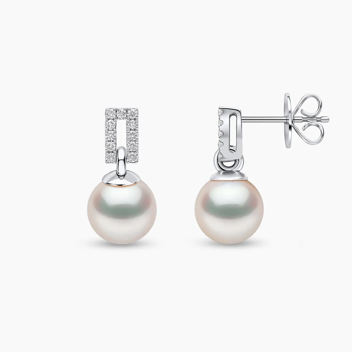 Jazz 18K Gold Akoya Pearl and Diamond Earrings