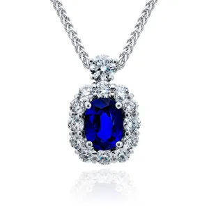 JB Star Oval Ceylon Sapphire & Diamond Pendant Necklace