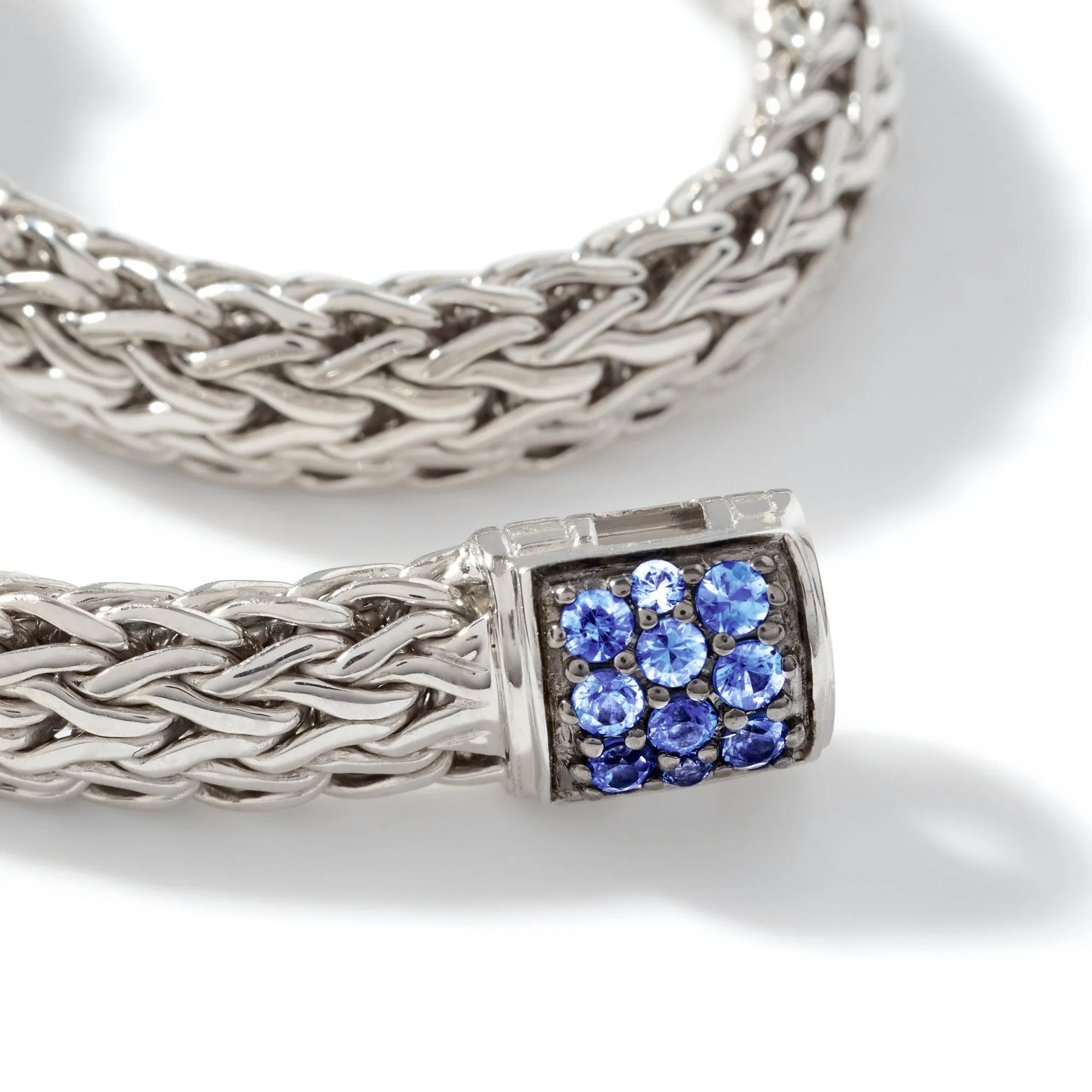 JOHN HARDY MEDIUM STERLING SILVER ICON BRACELET WITH BLUE SAPPHIRE CLASP