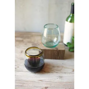 Kalalou - STEMLESS WINE GLASS WITH AMBER RIM - CRL5141