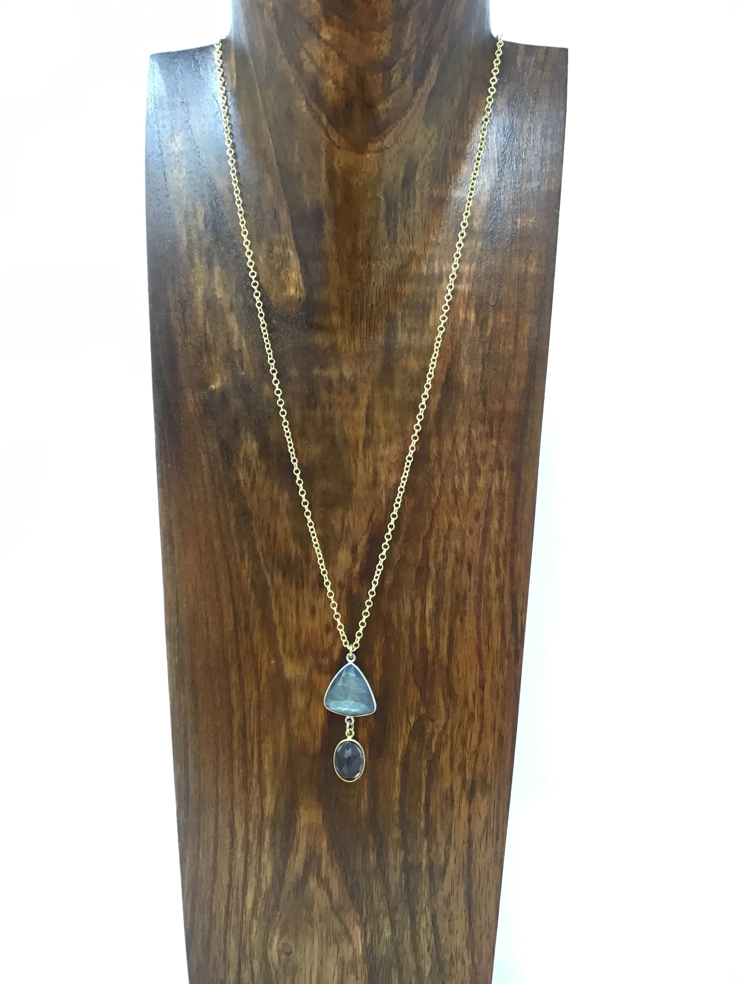 Labradorite and smoky quartz necklace