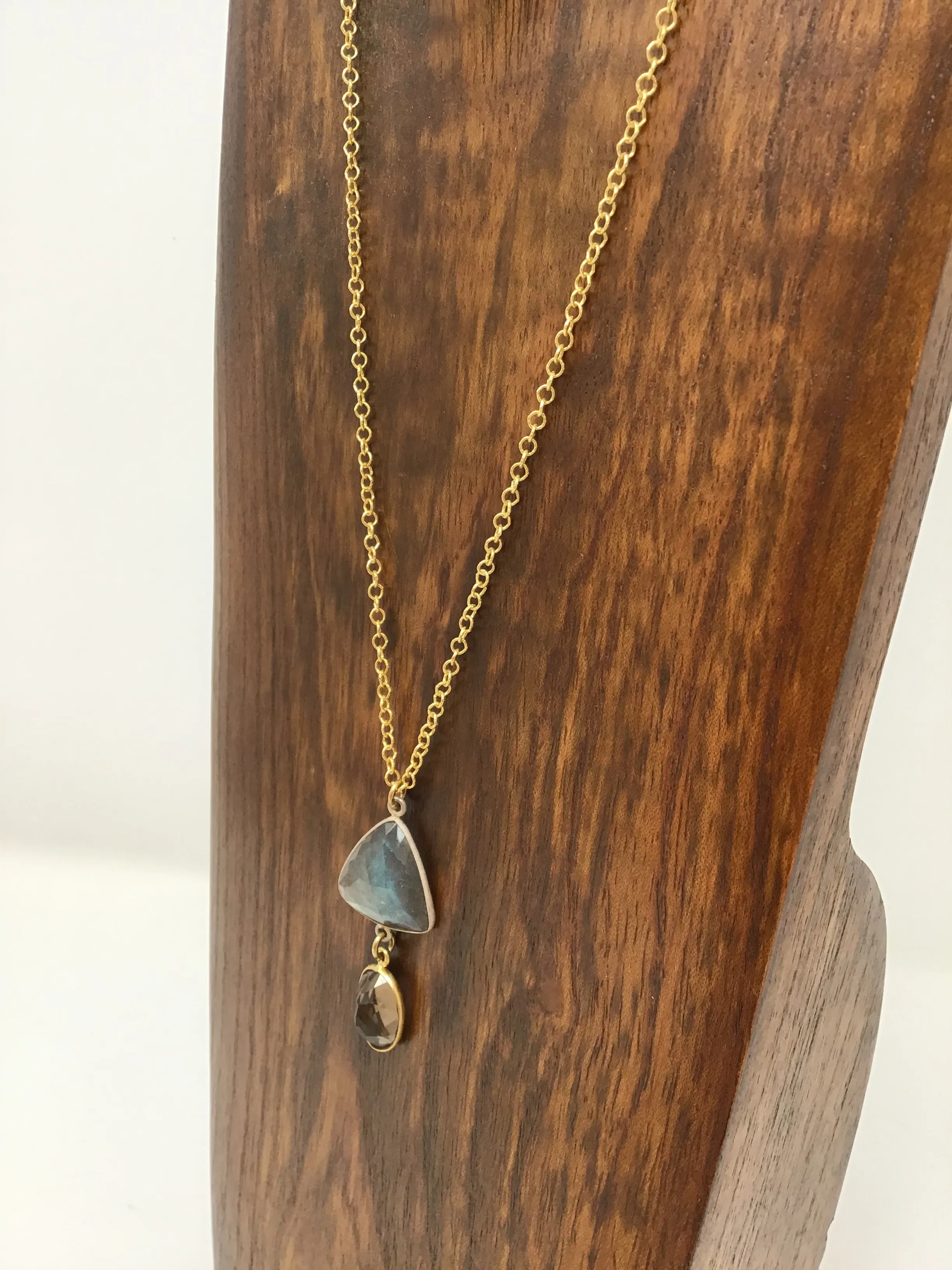 Labradorite and smoky quartz necklace