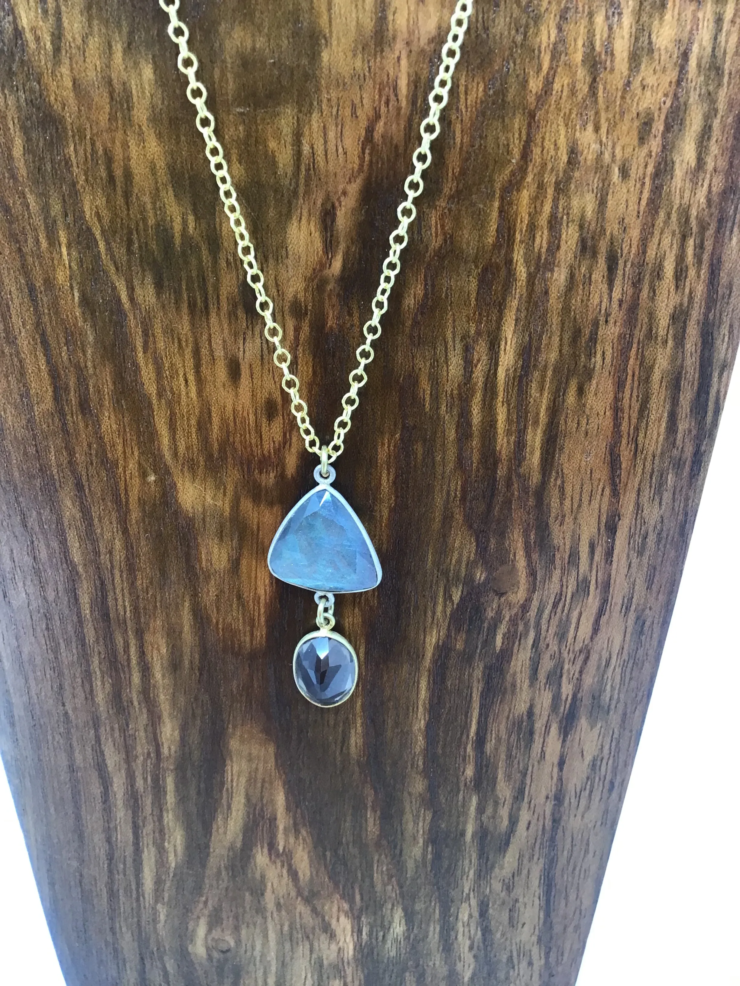 Labradorite and smoky quartz necklace