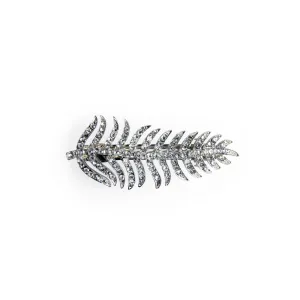 Leaf Pave Auto Barrette - Clear/Silver