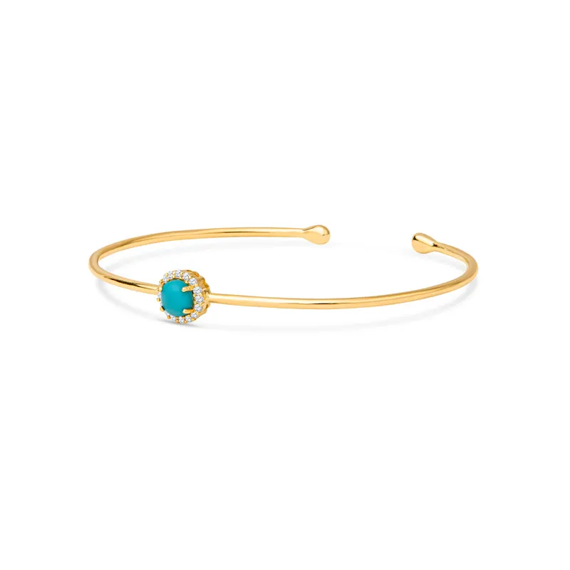 Maria 14K Gold Diamond and Turquoise Bangle