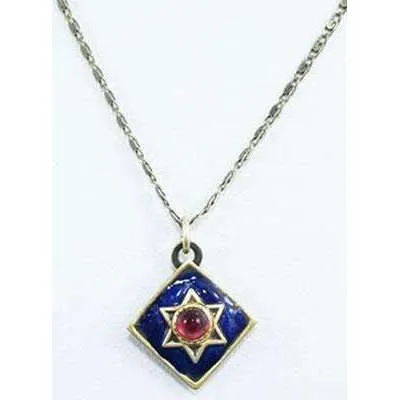 Michal Golan Blue Diamond Star of David with Garnet