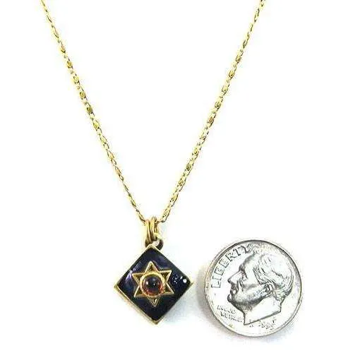 Michal Golan Blue Diamond Star of David with Garnet