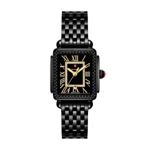 Michele Deco Madison Mid Noir Stainless Steel Diamond Watch