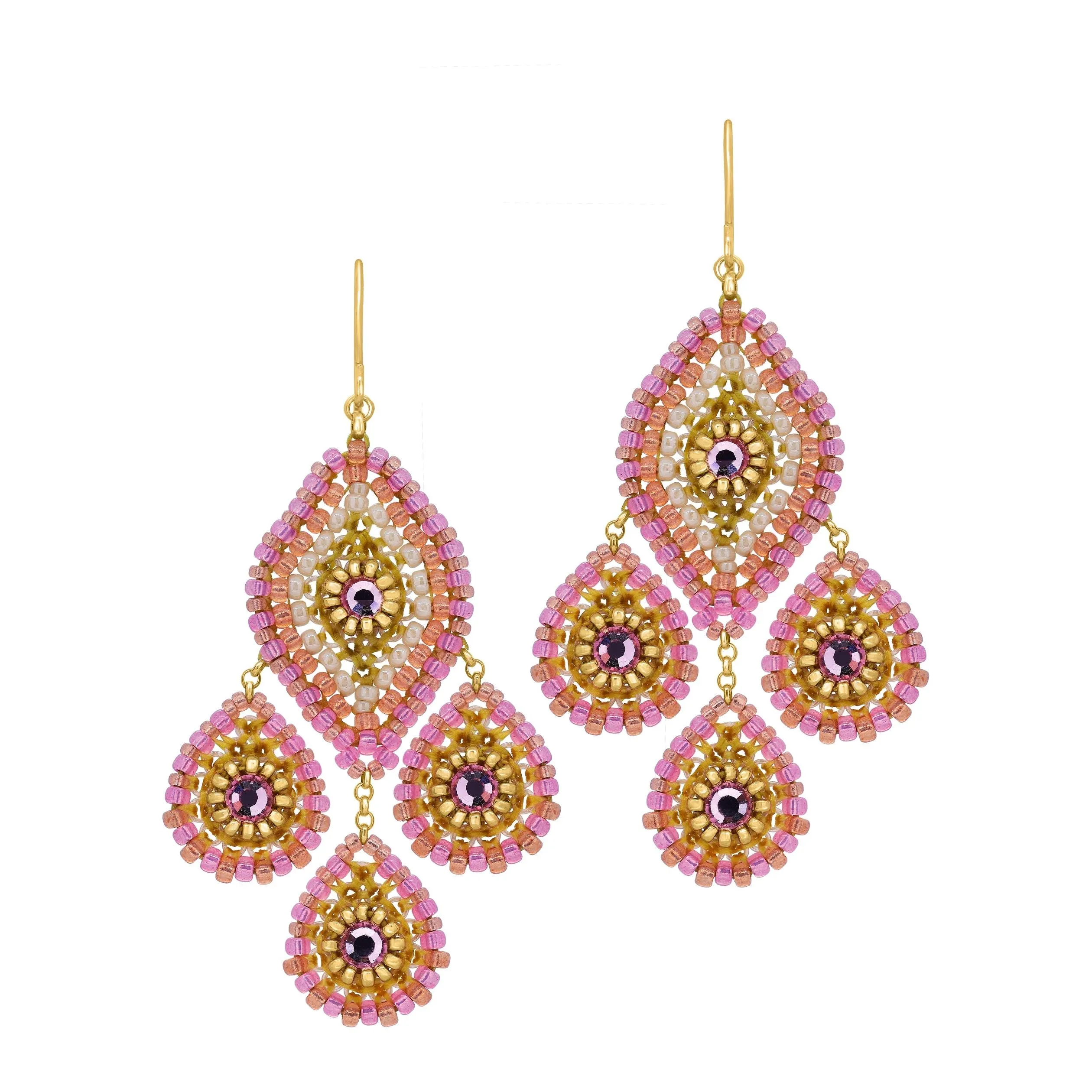 MIGUEL ASES PRETTY IN PINK OMBRE CHANDELIER EARRINGS