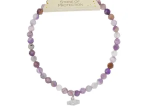 Mini Faceted Stone Stacking Bracelet - Amethyst/Silver