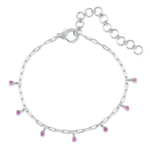 MINI ME PINK SAPPHIRE BABY DANGLE DROP ANKLET