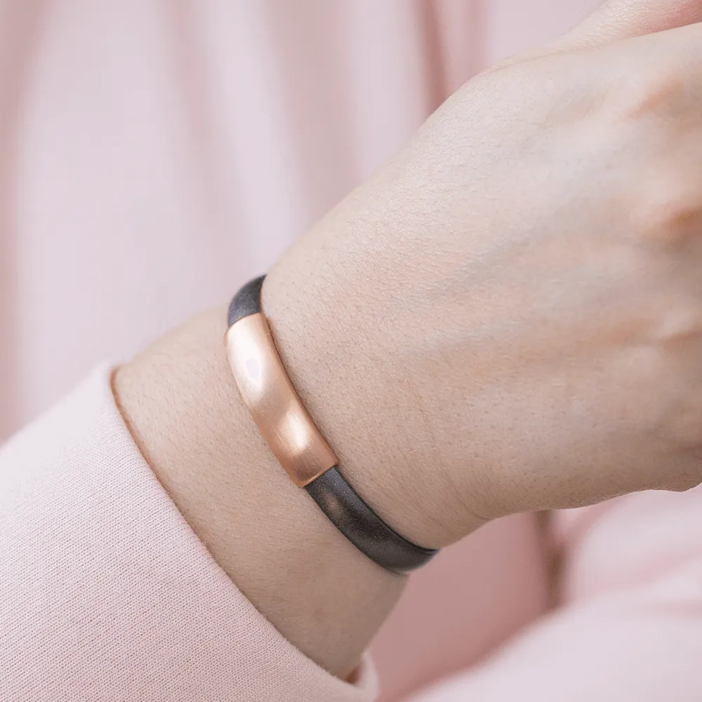 MOD Silicone Bracelet - Platinum Band w/Brushed Rose Gold Sleeve & Clasp