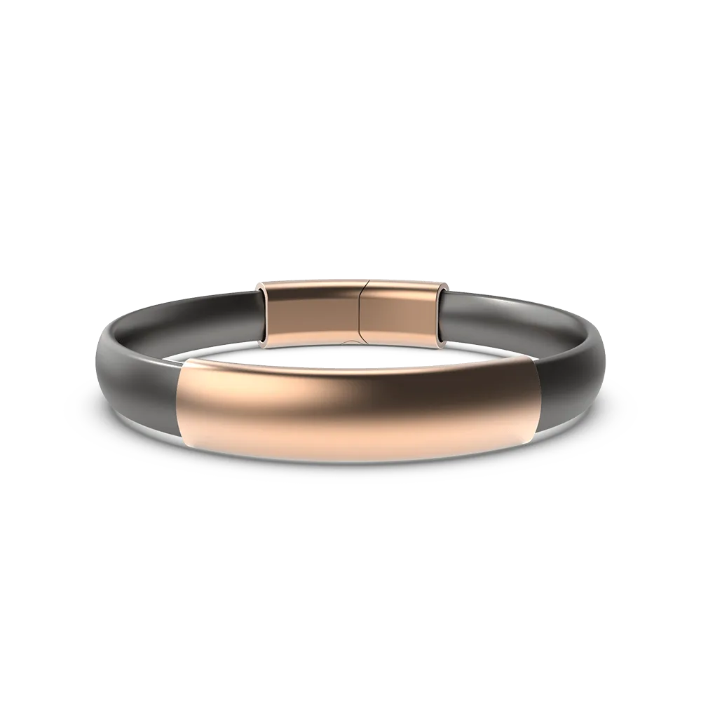 MOD Silicone Bracelet - Platinum Band w/Brushed Rose Gold Sleeve & Clasp