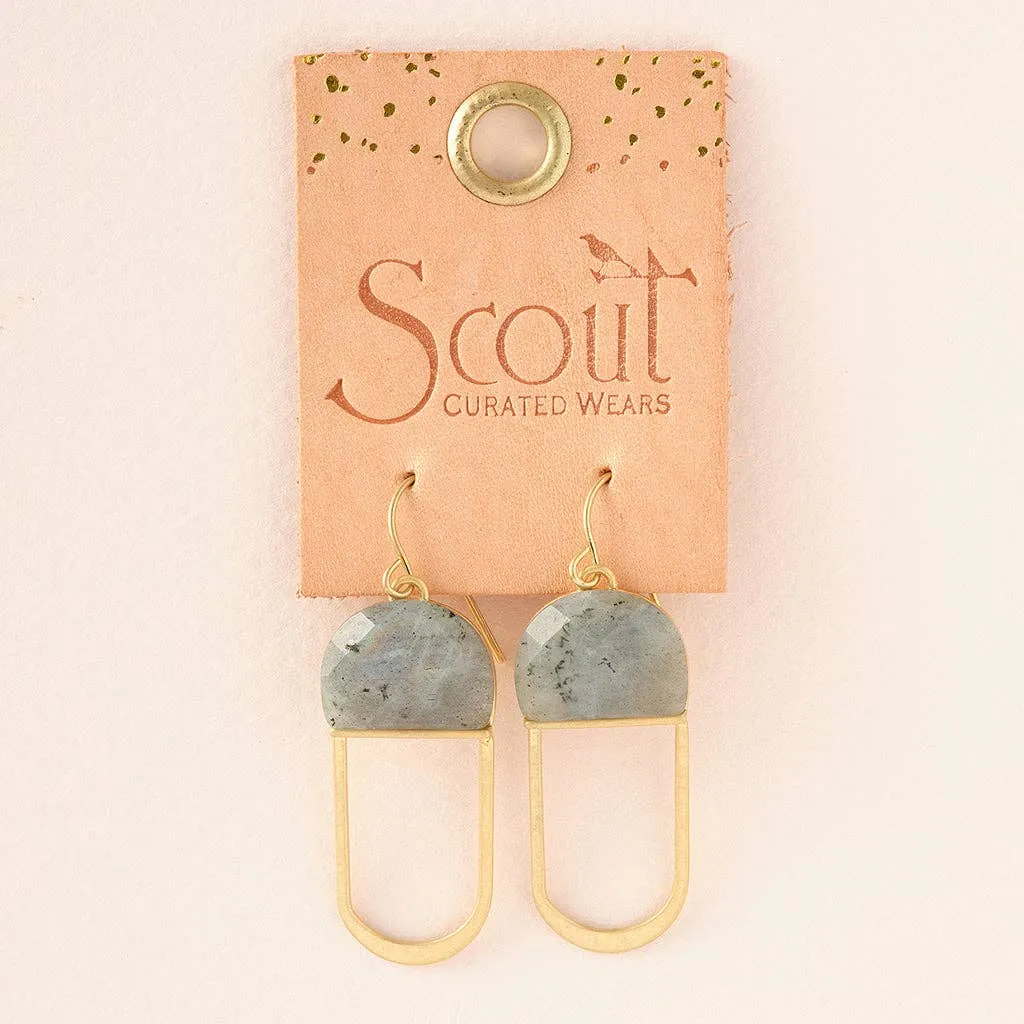 Modern Stone Chandelier Earring - Amazonite/Gold